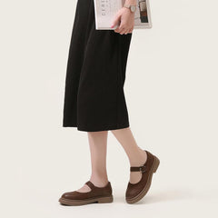 Zapatos Mary Jane planos retro de grano completo