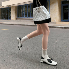 Mary Jane im Lolita-Stil mit Schleife, niedriger Blockabsatz, quadratische Zehenpartie