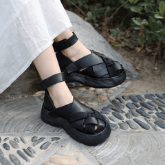 Genuine Platform Sandals Ankle Strap Gladiator Sandals