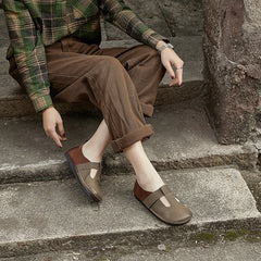 Weiche, flache Mary-Jane-Schuhe mit T-Riemen und runder Zehenpartie