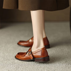 Weiche Mary Jane-Schuhe mit T-Riemen und runder Zehenpartie