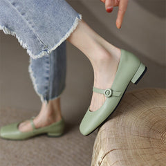 Soft Mary Jane Shoes Beige/Green/Red
