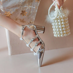 Handgefertigte Mary Jane Schuhe 55mm Pumps mit Dreifachriemchen Blockabsatz