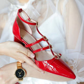 Handgefertigte Mary Jane Schuhe 55mm Pumps mit Dreifachriemchen Blockabsatz