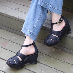 Retro Soft All T strap Platform Mary Jane Shoes