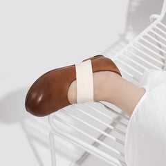 Goodyear Hufeisen, flach, runde Zehenpartie, Mary-Jane-Sohle