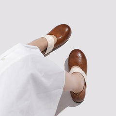 Goodyear Hufeisen, flach, runde Zehenpartie, Mary-Jane-Sohle