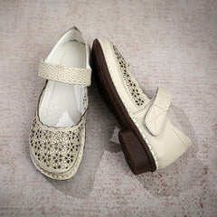 Mary Jane Shoes Cut Out Round Toe Buckle Flat Loafers