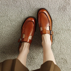 Weiche Mary Jane-Schuhe mit T-Riemen und runder Zehenpartie