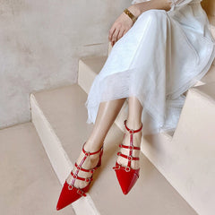 Handgefertigte Mary Jane Schuhe 55mm Pumps mit Dreifachriemchen Blockabsatz