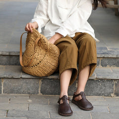 Handmade T-strap Mary Jane Round Toe