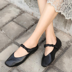 Bequeme Mary Jane-Ballerinas mit geflochtenem Gürtel
