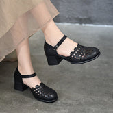 Block Heel Sandals Ankle Strap Pumps