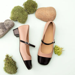 Schicke Mary-Jane-Schuhe mit quadratischer Zehenpartie und Farbblockierung