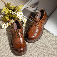 Handgefertigte klobige Brogue Oxfords mit Flügelkappe