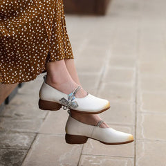 Retro Riemchen Mary Jane Pumps mit Blockabsatz