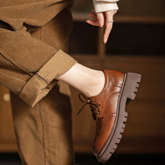 Handgefertigte klobige Brogue Oxfords mit Flügelkappe