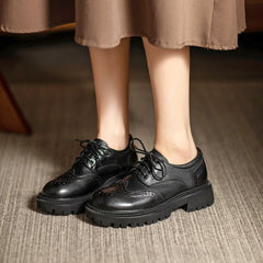 Handgefertigte klobige Brogue Oxfords mit Flügelkappe