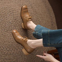 Mid Heel Cap Toe Block Heels Normal Fit