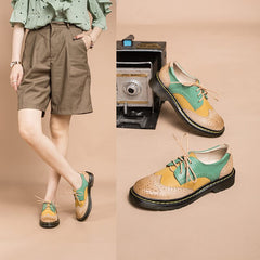 Handgemachte Color Blocking Wingtip Brogues Schnürschuhe Oxfords Martin Sohle 10 Farben