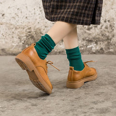 Handgefertigte Oxfords und Schnürschuhe aus Vollnarbenleder Gelb/Schwarz