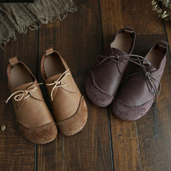 Loafers Kalbsleder Schnürschuhe Atmungsaktive Freizeit Flache Schuhe Kaffee/Aprikose