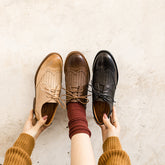 Zapatos Oxford con punta de ala tejida Dwarves, zapatos Oxford y con corbata, ajuste normal, negro/beige/café