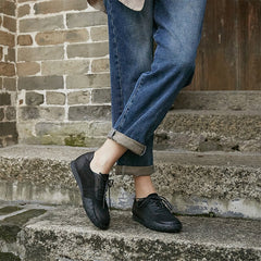 Designer-Schuhe, weich, zum Schnüren, echte Flats, handgefertigt