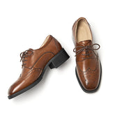 Handgemachte Brush-off's echte Flügelkappen-Schuhe, Oxford-Brogues mit Schnürung und quadratischer Zehenpartie