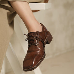 Square Toe Goodyear Horse Lace Up Oxfords