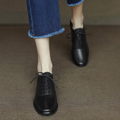 Round Toe Soft Oxford Shoes Lace Up Derby Shoes