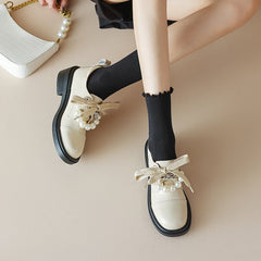 Cap Toe Lace Up Peal-embellishment Chunky Derby Shoes