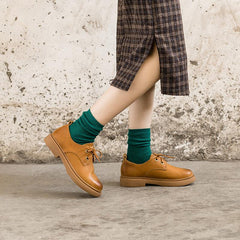 Handgefertigte Oxfords und Schnürschuhe aus Vollnarbenleder Gelb/Schwarz