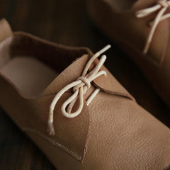 Loafers Kalbsleder Schnürschuhe Atmungsaktive Freizeit Flache Schuhe Kaffee/Aprikose