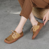 Handgemachte weiche Oxford-Schuhe mit Plateausohle und Farbblockierung, Kaffee/Khaki