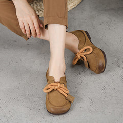 Handgemachte weiche flache Oxford-Schuhe zum Schnüren, Kaffee/Khaki