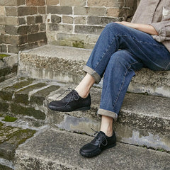 Designer-Schuhe, weich, zum Schnüren, echte Flats, handgefertigt