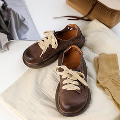 Soft Lace-Up Casual Shoes Retro Platform Oxfords