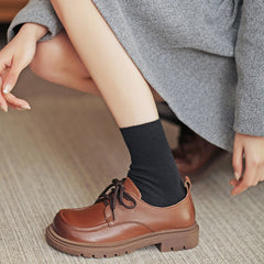 Retro Oxfords & Krawatte Casual Flats Bequeme Halbschuhe Schwarz/Kaffee