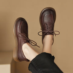 Women's Oxford Hanmdmade Round Toe Lace Up Shoes