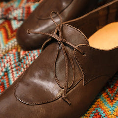 Round Toe Oxfords Horse Lace Up Derby Shoes