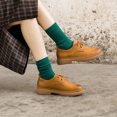 Handgefertigte Oxfords und Schnürschuhe aus Vollnarbenleder Gelb/Schwarz