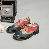 Handgemachte Color Blocking Wingtip Brogues Schnürschuhe Oxfords Martin Sohle 10 Farben