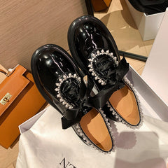 Round Toe Lace Up Peal-embellishment Chunky Derby Shoes