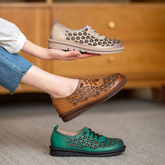 Cut-Out-Oxfords für den Sommer, weiche Schnürschuhe