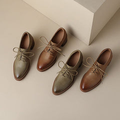 High Heel Oxfords & Schnürschuhe Blockabsatz Western R-Spitze Normale Passform