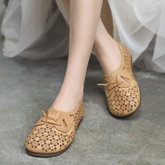 Bequeme echte Flats Loafer Slipper zum Hineinschlüpfen Khaki/Braun