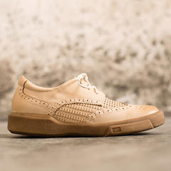 Zapatos Oxford con punta de ala auténtica, planos, de corte normal, en beige, marrón y negro