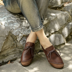 Handgemachte weiche Schnürschuhe Kaffee/Schwarz