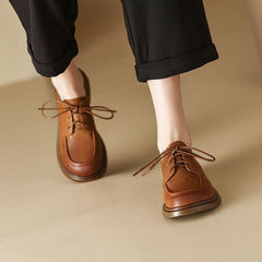 Women's Oxford Hanmdmade Round Toe Lace Up Shoes